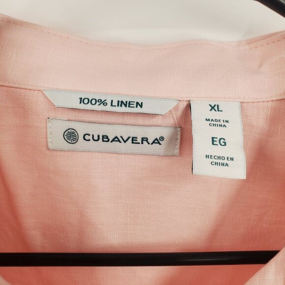 Cubavera 100% Linen Short Sleeve Button-Down Guayabera Shirt Men Size XL NWT - Picture 5 of 14